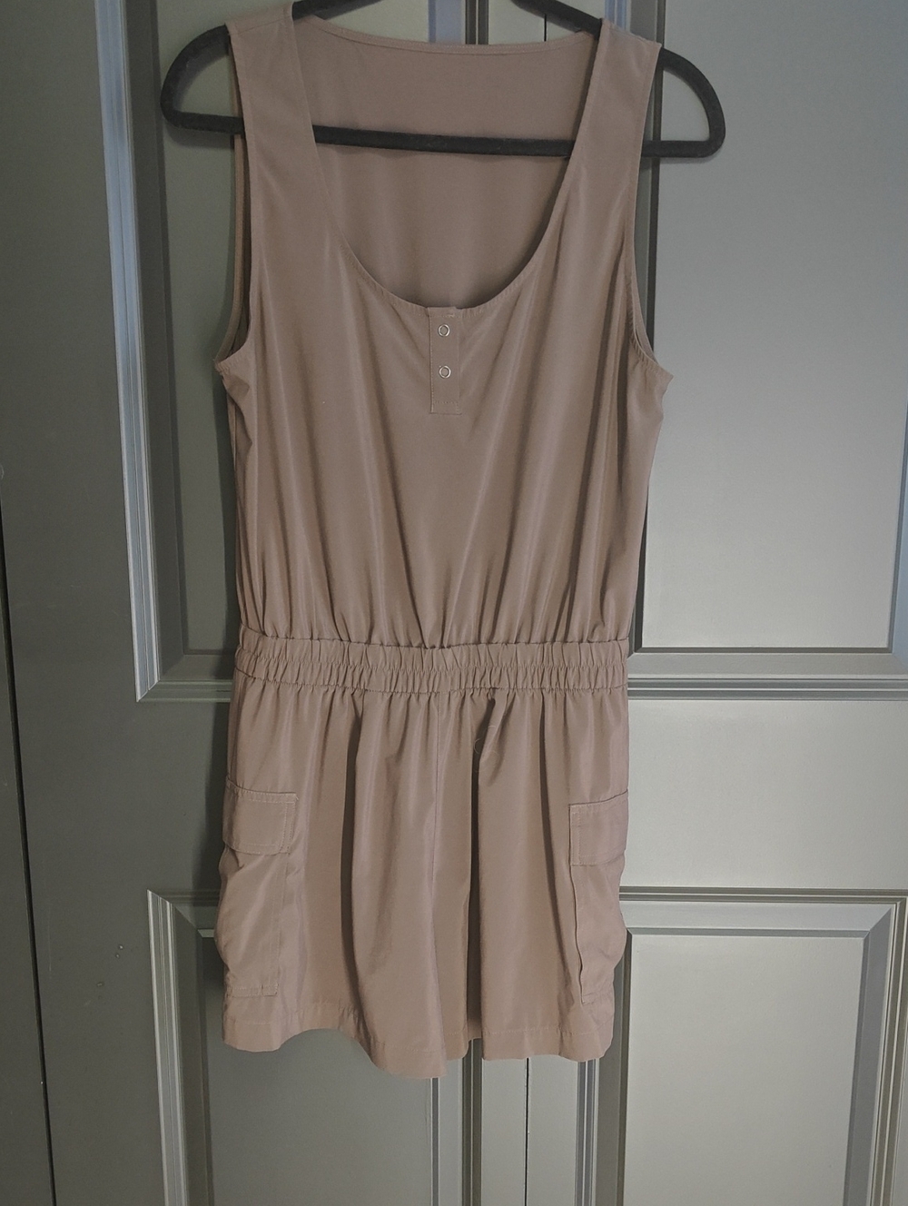 Vuori Sleeveless Scoop-Neck Romper in Brown